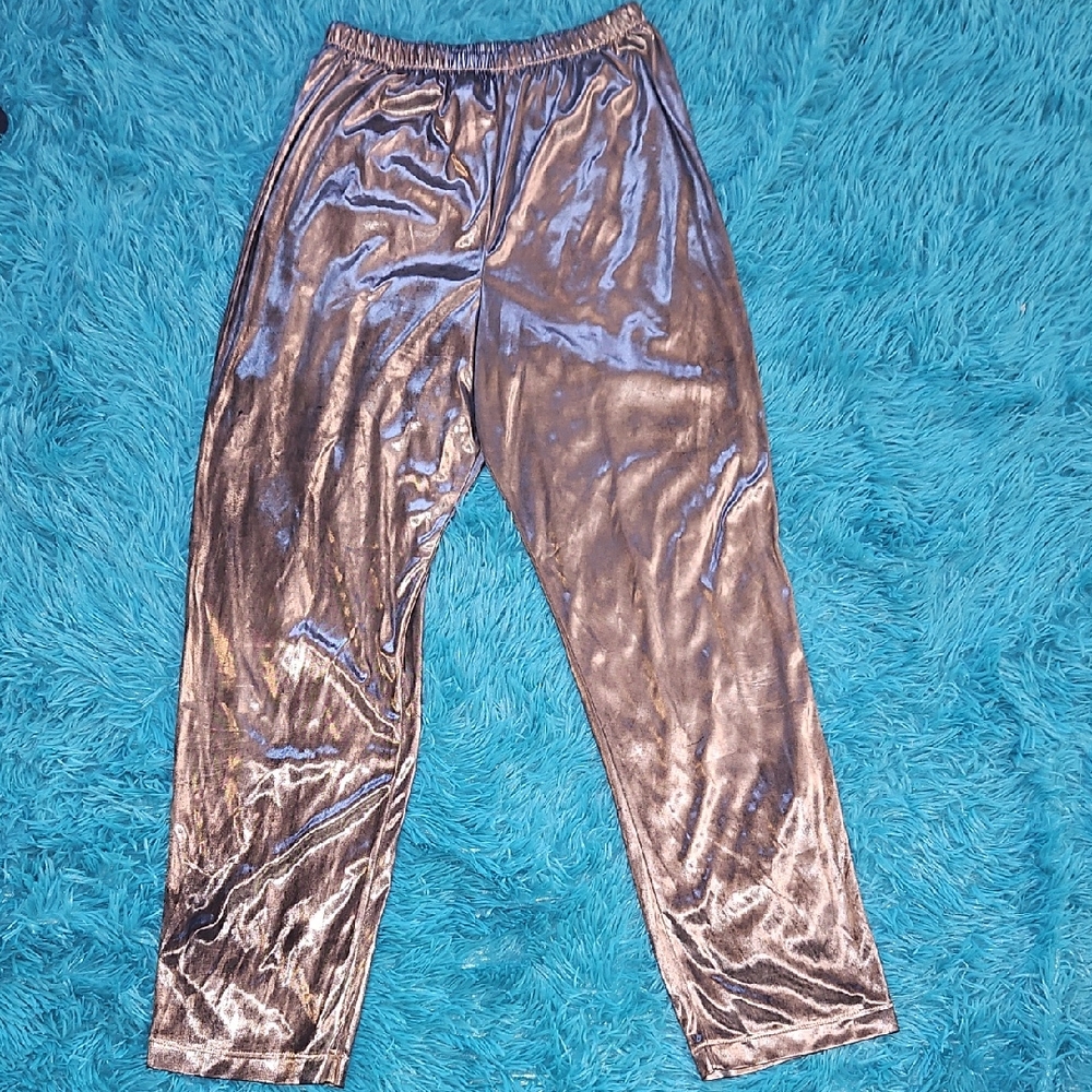 Metallic Silver Straight Leg Lounge Pants for Women